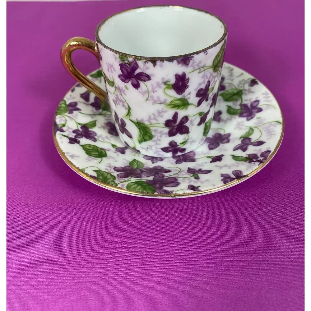 Vintage Sweet Violets Japan China Demitasse Cup & Saucer, No. 10027